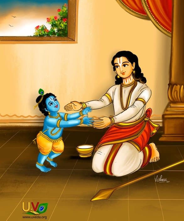 Yashoda calls Kannan to come and drink milk - (சந்த மலர்)