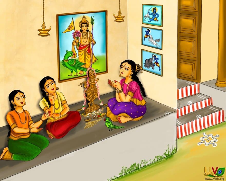 The cowherd women worship Kāma, the god of love - (தை ஒரு)
