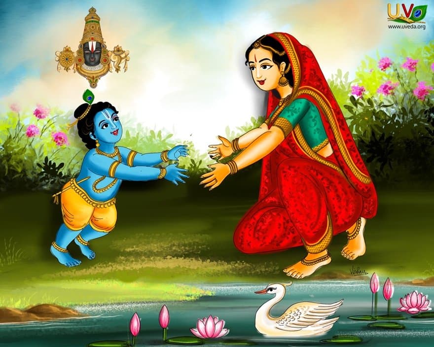 Yashoda embraces Kannan - (பொன் இயல்)