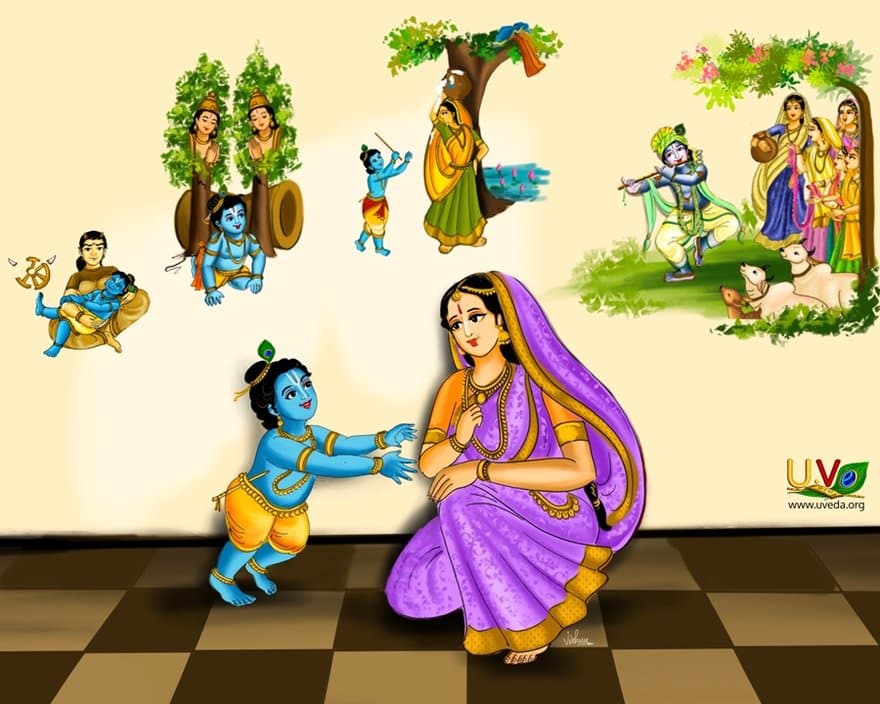 Yashoda fearing to breast feed Kannan, after seeing unhumanly behaviors - (தன்நேர் ஆயிரம்)