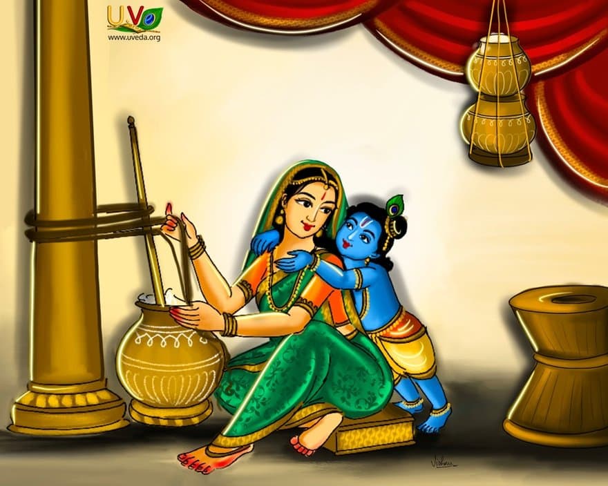 Kannan embracing Yashoda - (வட்டு நடுவே)