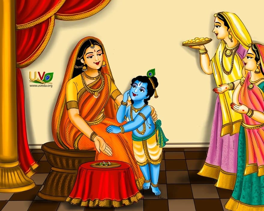 Yashoda calls Kannan to come to pierce his ears - (போய்ப்பாடு உடைய)