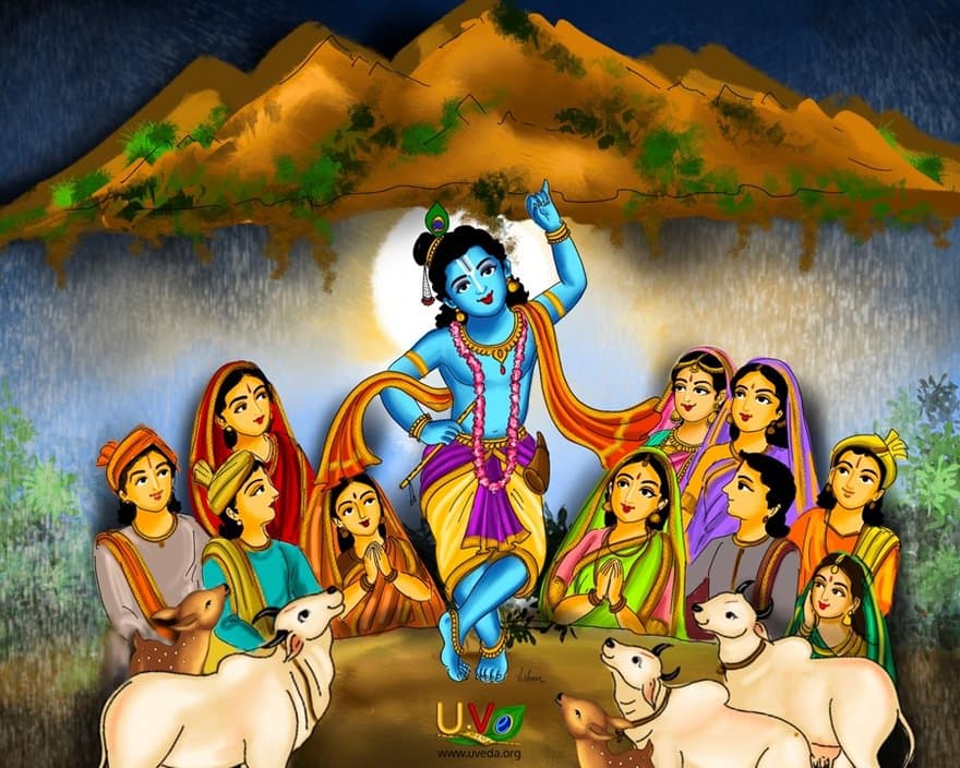 Lifting Govardhana mountain - (அட்டுக் குவி)