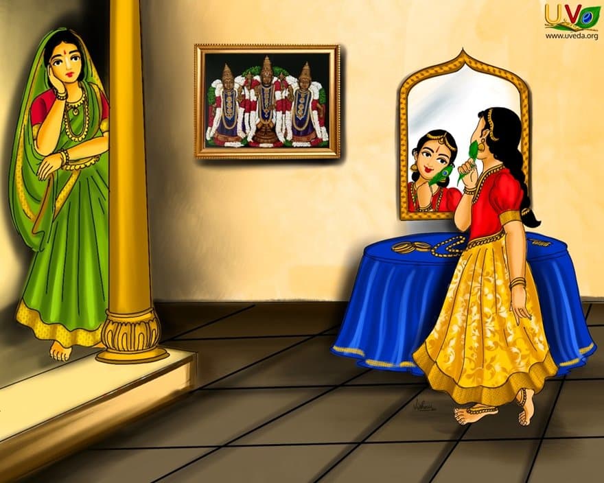 The mother worries about her young daughter - (ஐய புழுதி)